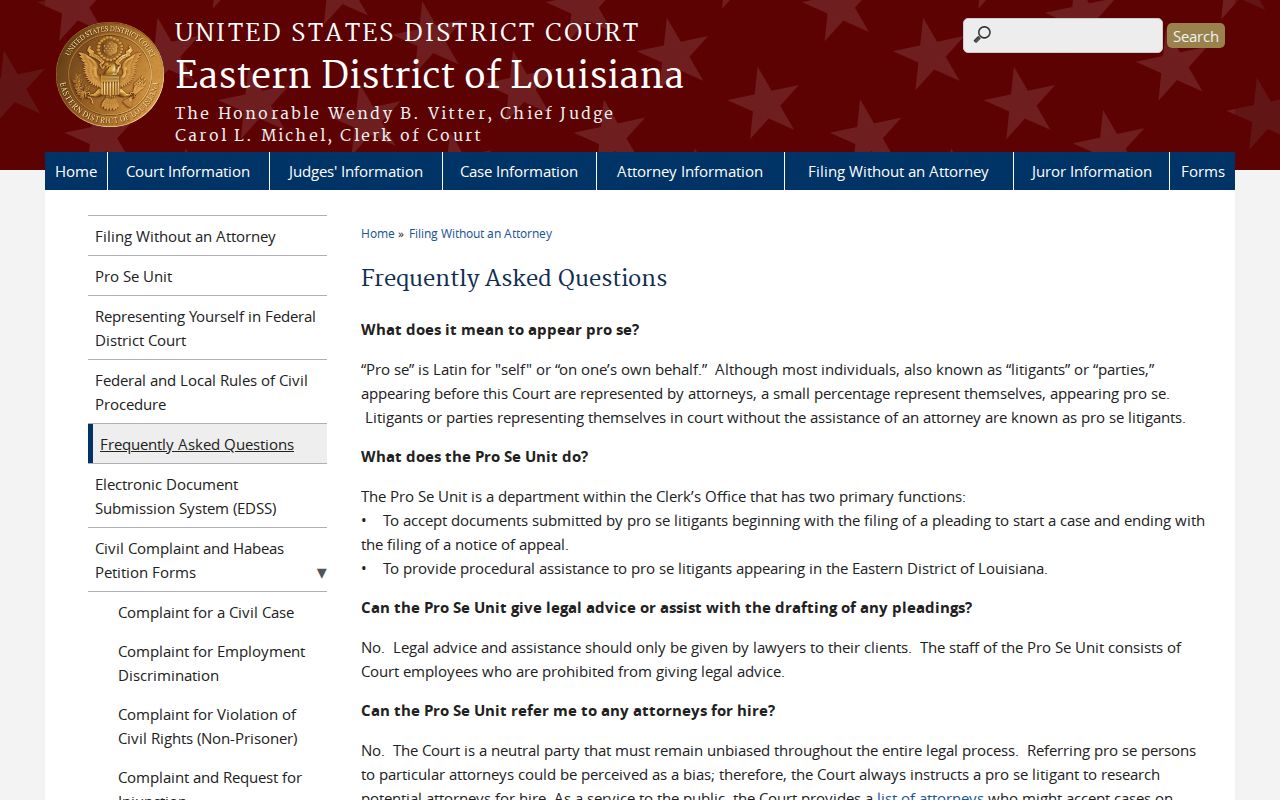 Washington Parish case lookup and Eastern District of Louisiana federal case access