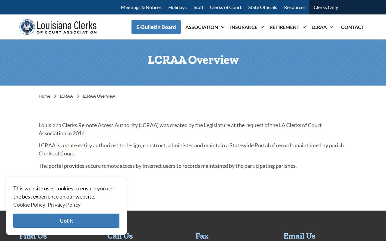 Washington Parish case lookup and statewide LCRAA records access