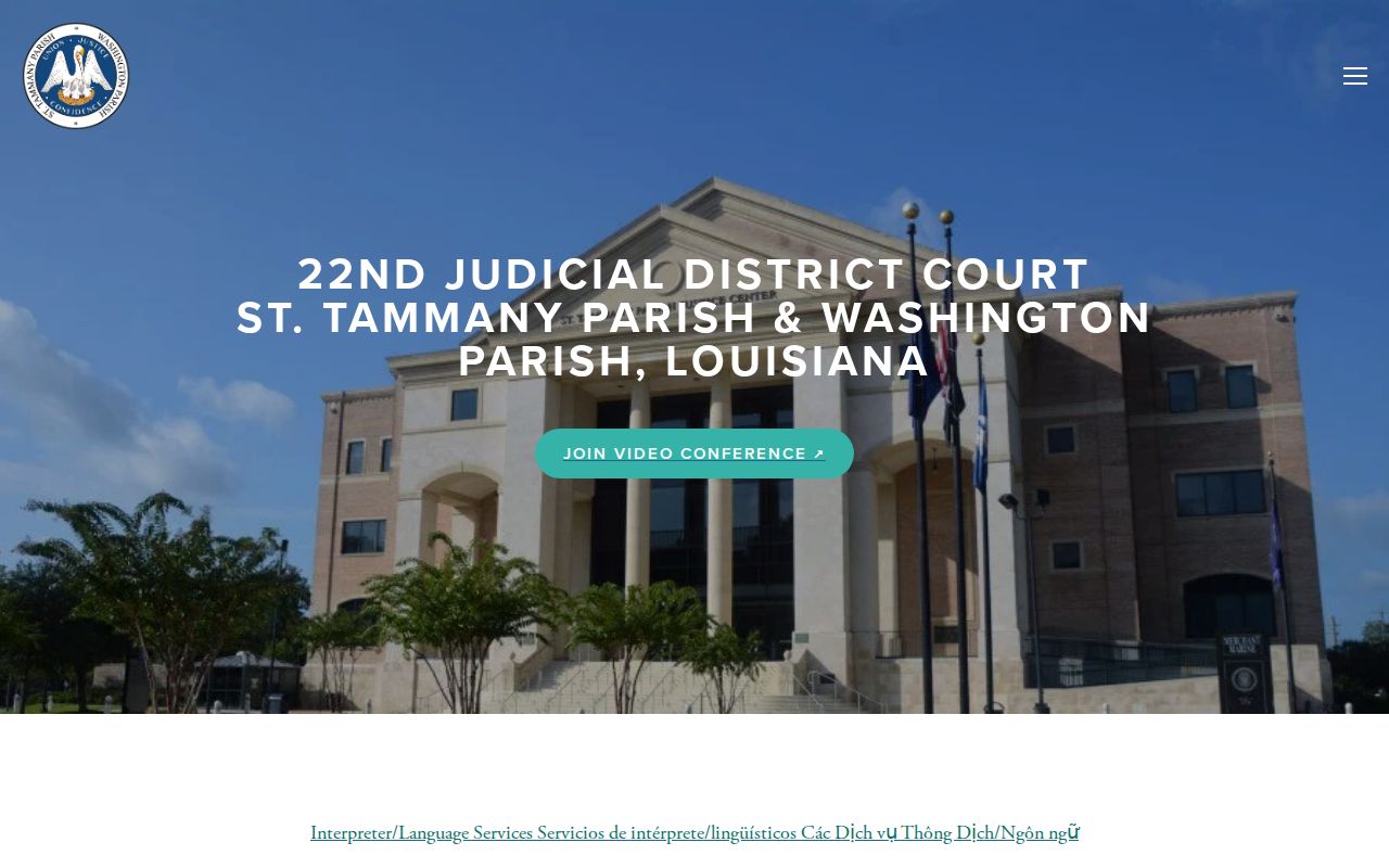 Washington Parish court docket 22nd Judicial District Court official page