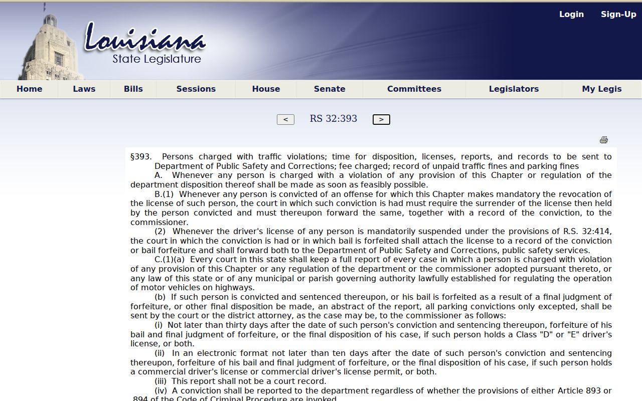Washington Parish traffic court record and Louisiana traffic reporting law